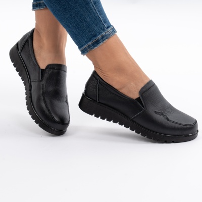 Pantofi Casual Piele Naturala Negru AN559
