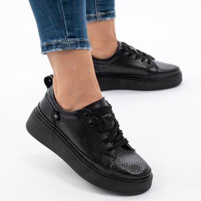Pantofi Casual Piele Naturala Negru JY-3285