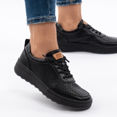 Pantofi Casual Piele Naturala Negru QL1067