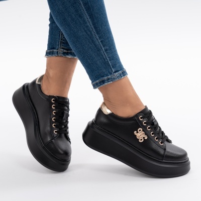 Pantofi Casual Piele Naturala Negru T-8808