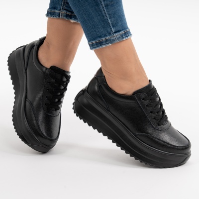 Pantofi Casual Piele Naturala Negru T6052