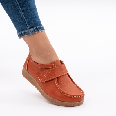 Pantofi Casual Piele Naturala Orange WK 213C