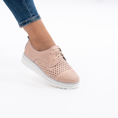 Pantofi Casual Piele Naturala Roz 1235