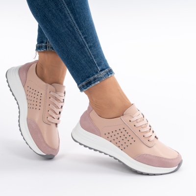 Pantofi Casual Piele Naturala Roz AN521