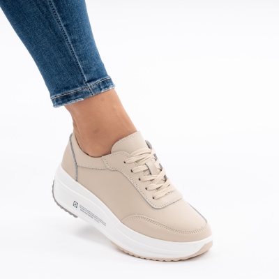 Pantofi Casual Piele Naturala T-7100 Bej
