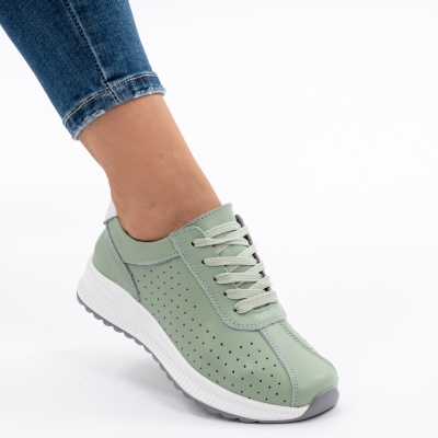 Pantofi Casual Piele Naturala Verde 523