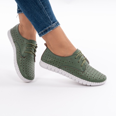Pantofi Casual Piele Naturala Verde 605