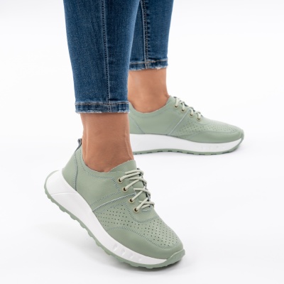 Pantofi Casual Piele Naturala Verde AN2551