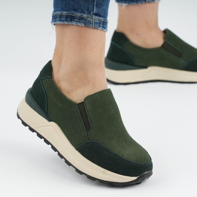 Pantofi Casual Piele Naturala Verde AN379