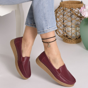 Pantofi Casual Piele Naturala Visiniu 1121-2