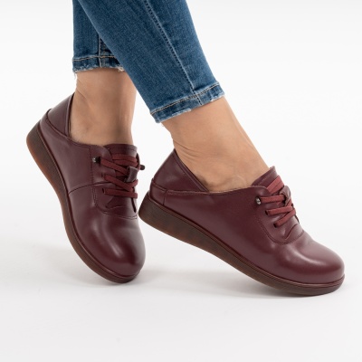 Pantofi Casual Piele Naturala Visiniu 1901