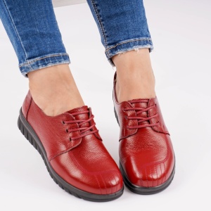 Pantofi Casual Piele Naturala Visiniu 606