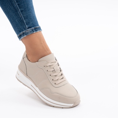 Pantofi Dama Piele Naturala Bej F001-768