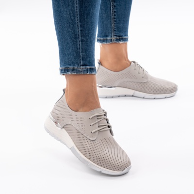 Pantofi Dama Piele Naturala Gri 6213