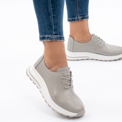 Pantofi Dama Piele Naturala Gri T-5931