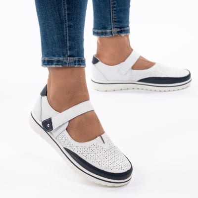 Pantofi Din Piele Naturala Alb 1260-9