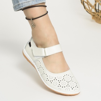 Pantofi Piele Naturala Alb AN2858
