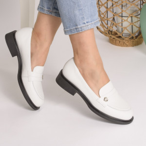 Pantofi Piele Naturala Alb TN6417
