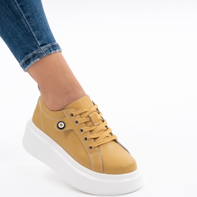 Pantofi Piele Naturala Mustar 881