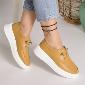 Pantofi Piele Naturala Mustar A23146
