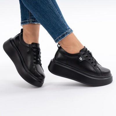 Pantofi Piele Naturala Negri 881