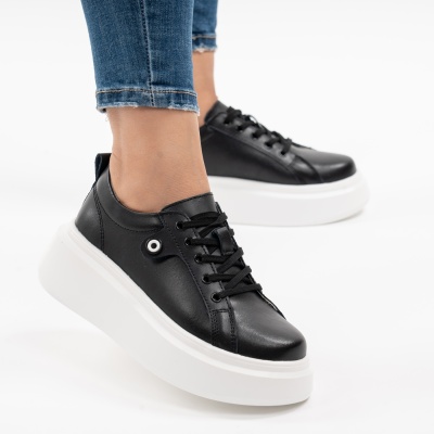 Pantofi Piele Naturala Negru&Alb  881