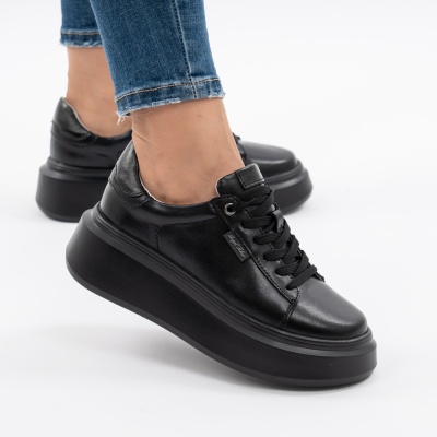 Pantofi Piele Naturala Negru F002-389