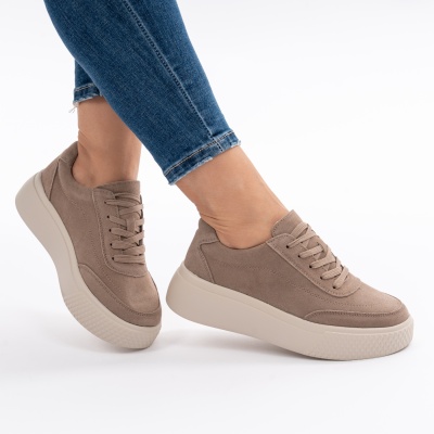 Pantofi Piele Naturala Talpa Comoda Khaki Suede F001-924