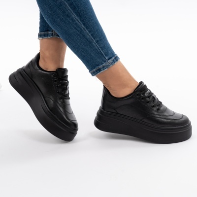 Pantofi Piele Naturala Talpa Comoda Negri AN2528