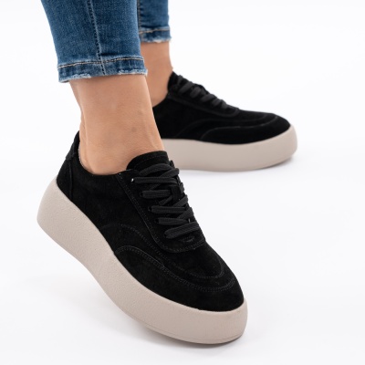 Pantofi Piele Naturala Talpa Comoda Negru AN12