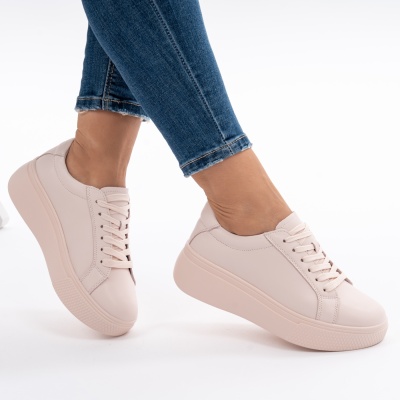 Pantofi Piele Naturala Talpa Comoda Roz F001-773
