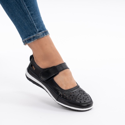 Pantofi Piele Tip Sandale Naturala Cu Bareta Negru MM265