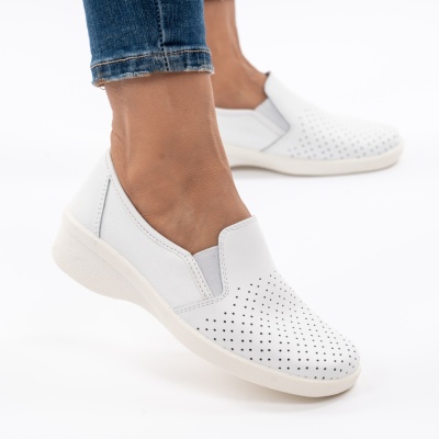 Pantofi Sport Piele Naturala 02-12 Alb