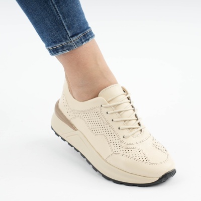 Pantofi Sport  Piele Naturala Bej AN368
