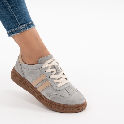Pantofi Sport Piele Naturala Gri AN8790