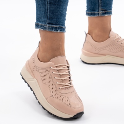 Pantofi Sport Piele Naturala Pink AN368