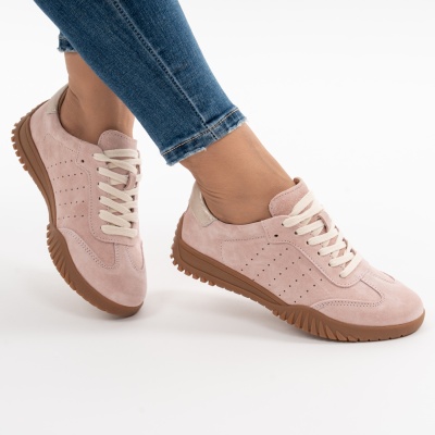 Pantofi Sport Piele Naturala Roz AN25981
