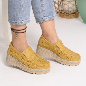 Pantofi Talpa Comoda Piele Naturala Intoarsa  MM223 Mustar