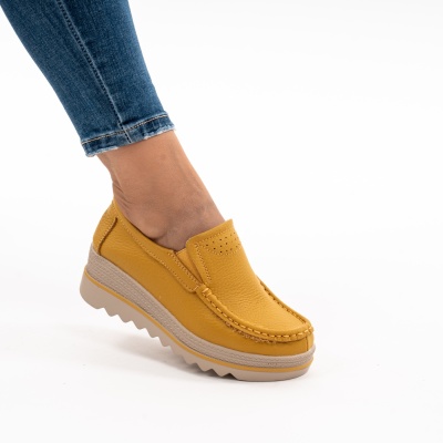 Pantofi Talpa Comoda Piele Naturala MM219 Mustar