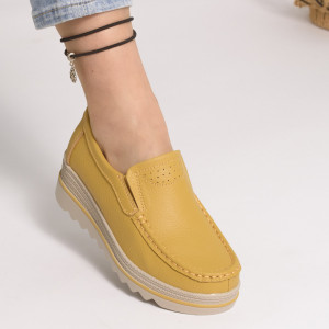 Pantofi Talpa Comoda Piele Naturala MM219  Mustar