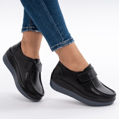 Pantofi Talpa Ortopedica Piele Naturala 1157 Negri