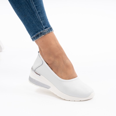 Pantofi Talpa Ortopedica Piele Naturala Alb AW175