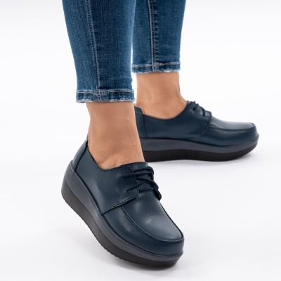 Pantofi Talpa Ortopedica Piele Naturala Albastru 1168