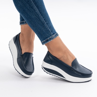 Pantofi Talpa Ortopedica Piele Naturala Albastru A339