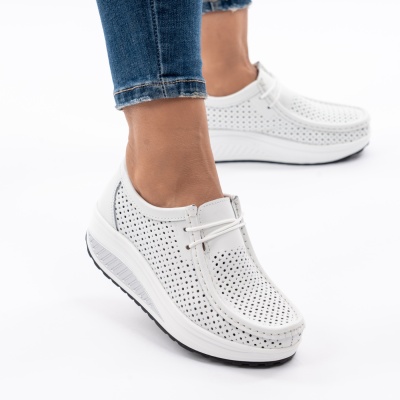 Pantofi Talpa Ortopedica Piele Naturala Albi A525