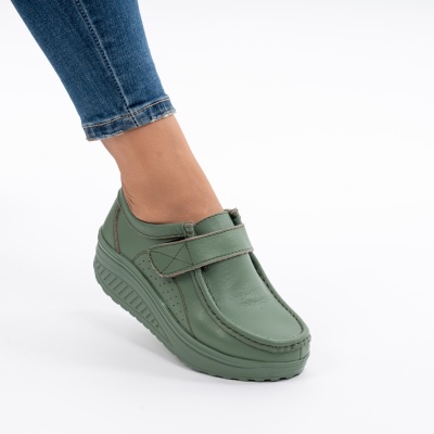 Pantofi Talpa Ortopedica Piele Naturala AN333 Verde