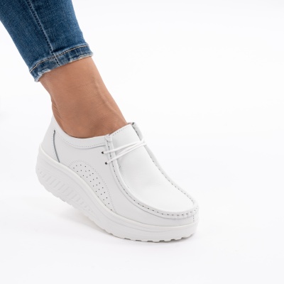 Pantofi Talpa Ortopedica Piele Naturala AN388 Alb