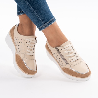 Pantofi Talpa Ortopedica Piele Naturala AN618-5 Bej