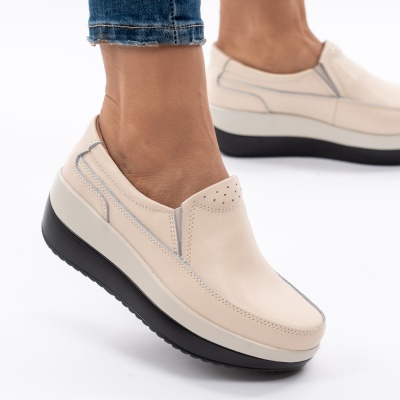Pantofi Talpa Ortopedica Piele Naturala Bej 1158