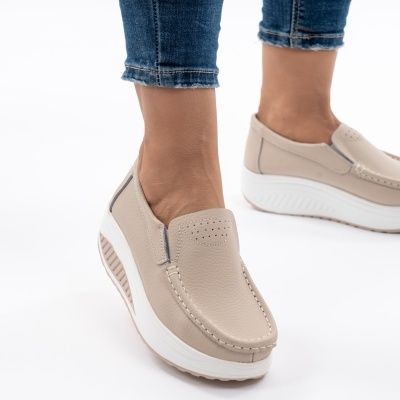 Pantofi Talpa Ortopedica Piele Naturala Bej MM210